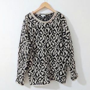 Reiss Wool Blend Animal Print Knit Sweater size XS